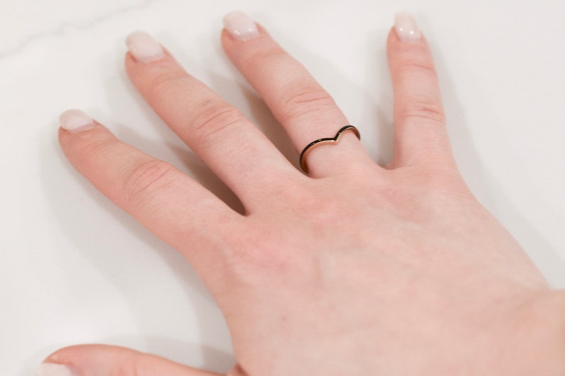 Enamel Chevron Stackable Ring - Minimalist Curved Stacking Jewelry ...