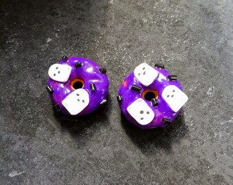 Spooky Donut Stud Earrings - Doughnut Studs - Doughnut Earrings - Sprinkle Donuts - Halloween Earrings - Halloween Food Earrings