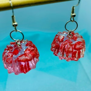 Jelly Earrings - Jello - Quirky Jewellery - Cute Dangle Earrings - Strawberry Jelly Earrings - Fruit Earrings - Miniature Food