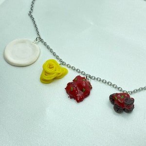 Deconstructed Spaghetti and Meatballs Necklace - Pasta Necklace - Food Necklace - Miniature Food Necklace - Quirky Jewelry - Spaghetti Charm