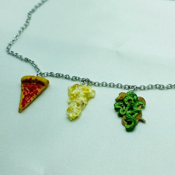 Deconstructed Veggie Pizza Necklace - Pizza Choker - Cute Jewelry - Fast food Jewellery - Miniature Food