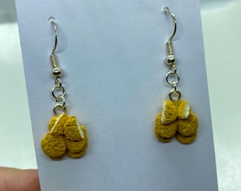 Chicken Nugget Earrings - Food Earrings - Quirky - Miniature Food - Chicken Nugget Charm -
