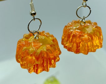 Pendientes de gelatina de naranja - Pendientes de frutas - Joyas de comida - Pendientes de fruta de naranja - Joyas de gelatina - Joyas de comida de gelatina