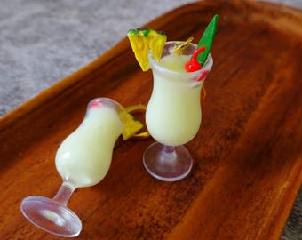 Pina Colada Earrings - Alcohol Earrings - Tropical Drink Earrings - Miniature Food Jewellery