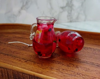 Sangria Krug Cocktail Ohrringe - Getränk baumeln Ohrringe - Fruchtgetränke - Alkohol Ohrringe - Essen Ohrringe - Krug Drink baumeln