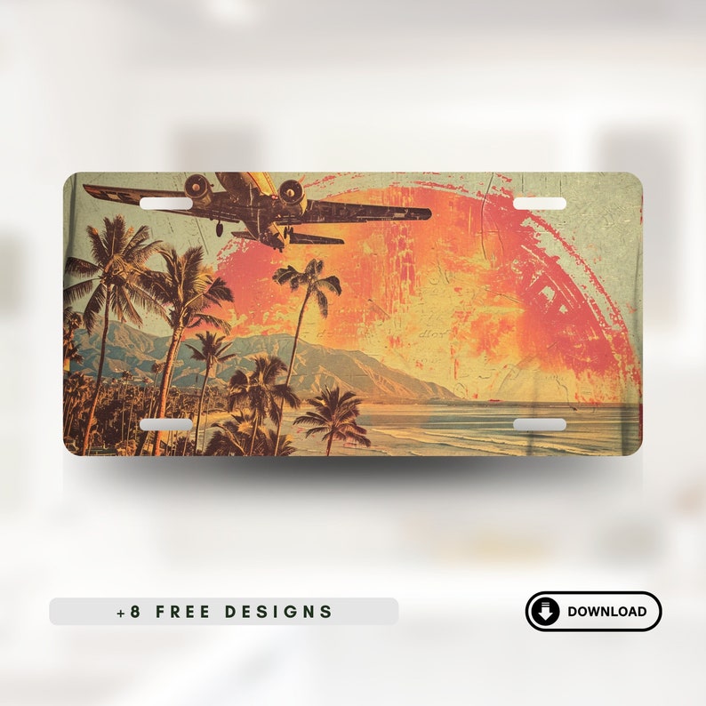 License Plate Wrap, License Plate SVG, Vintage Travel License Plate