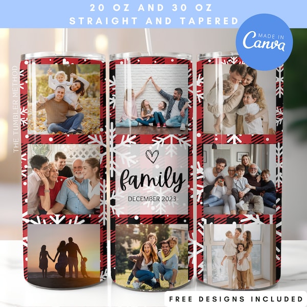 Family Quote Photo Tumbler, Photo Collage Tumbler Wrap, Christmas Tumbler, Sublimation Tumbler, Family Photo Tumbler, 20 oz skinny, GiftIdea