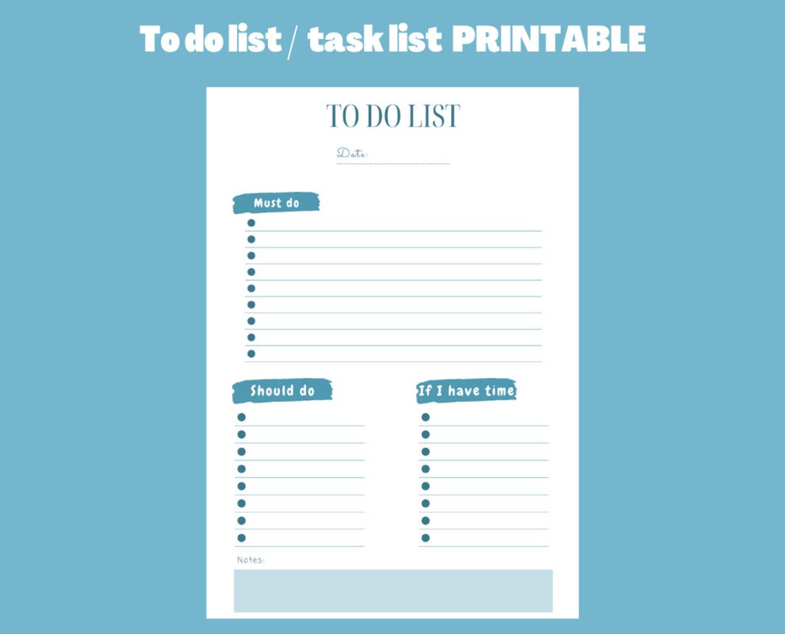 Minimal to Do List Printable to Do List Template Planner - Etsy