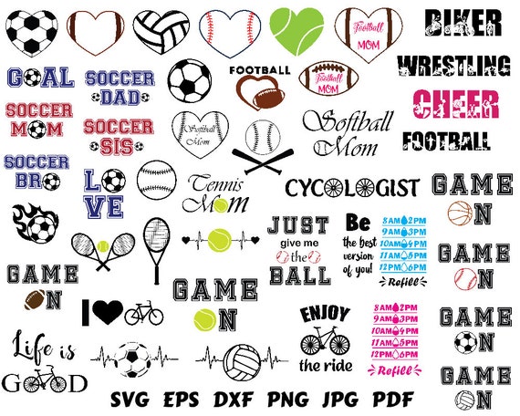 Sport Bundle Svg Tennis Svg Soccer Svg American Football | Etsy