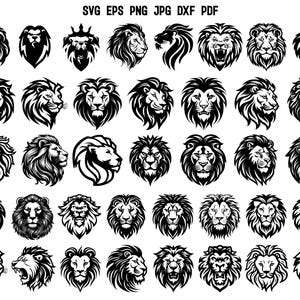 Lion Head SVG | Lion SVG | Lion Silhouette | Lion Cricut | King Lion Svg | Roaring Lion Head Svg | Wild Animal Svg | Animal Silhouette Png