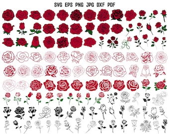 Rose SVG Bundle | Rose Cricut | Rose Clipart | Flower Svg | Floral Svg | Rose Cut File | Rose Silhouette | Rose Sublimation | Rose Design