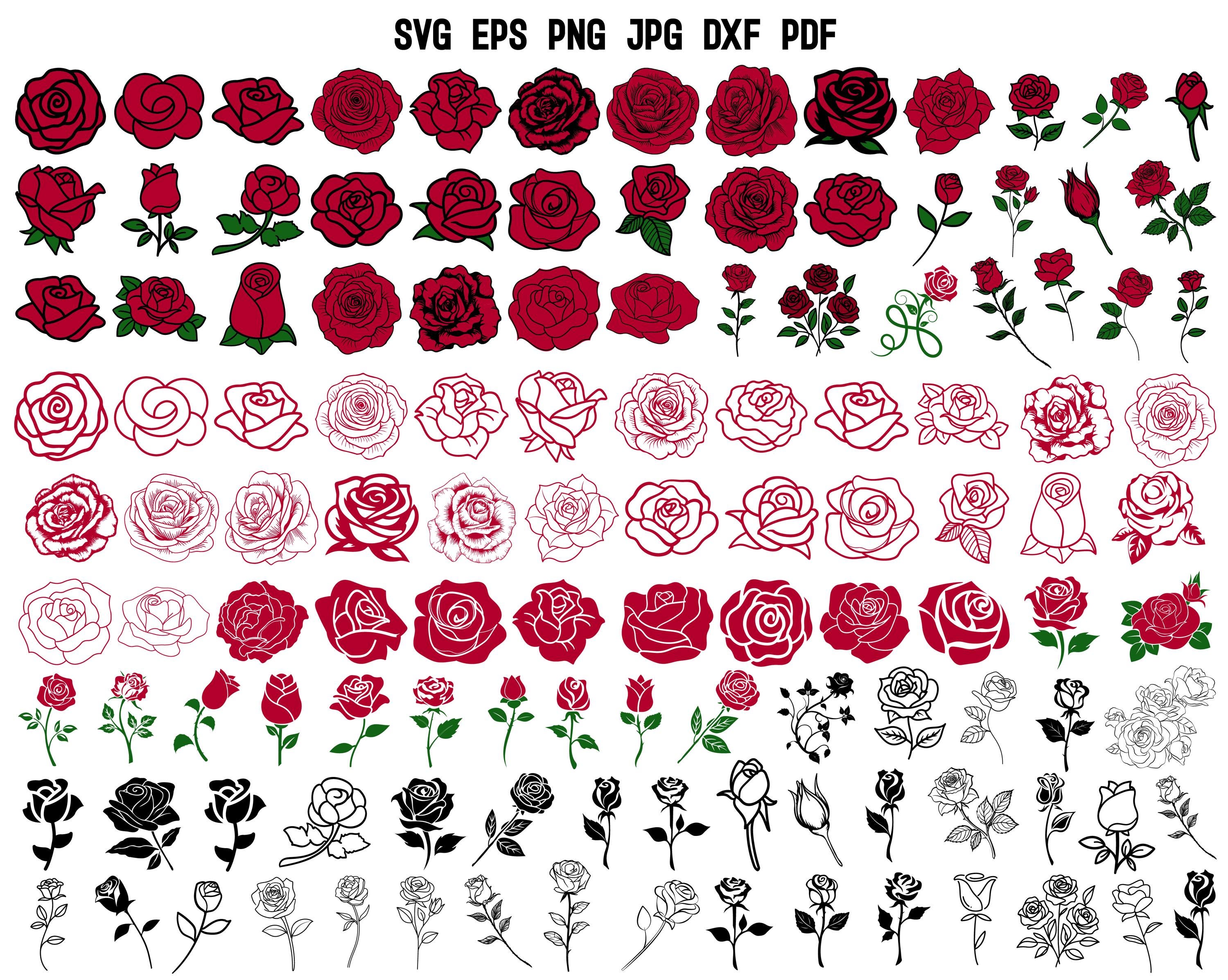 Rose SVG Bundle | Rose Cricut | Rose Clipart | Flower Svg | Floral Svg ...