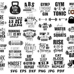 Gym Svg Bundle Workout Svg Fitness Svg Gym Quotes Svg Gym Cut File Gym ...