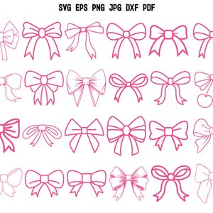 Coquette Bow SVG | Pink Hair Bow SVG | Ribbon SVG | Hand Drawn Bow Design | Bow Clipart | Bow Cricut | Girlie Pink Bow T shirt | Bow Vector