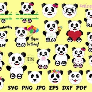 Panda Svg | Bear Bundle Svg | Bear Cut File | Bär Clip Art | Bär Silhouette | Bär Mama Svg | Tier Silhouette | Tier Plotterdatei
