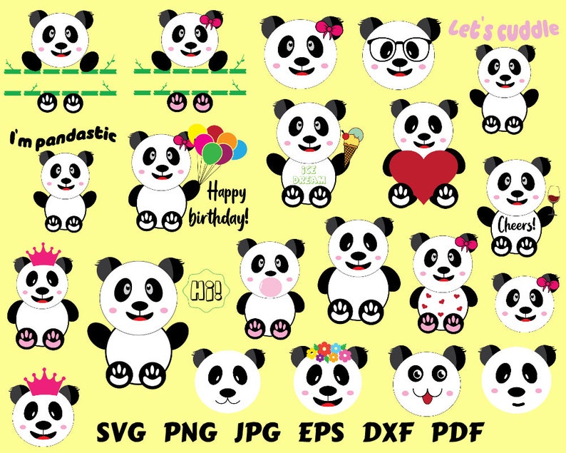 Panda Svg Bear Bundle Svg Bear Cut File Bear Clip Art - Etsy