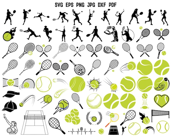 Tennis SVG Silhouette | Tennis Cut File | Tennis Ball Svg | Tennis Player Svg | Sport Svg | Tennis Racket Svg | Tennis Cricut | Clipart PNG