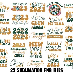 New Year 2023 Sublimation PNG Retro Sublimation Png Shirt New Year&#39;s Eve PNG Happy New Year PNG New Year Party Shirt Png New Year Printable