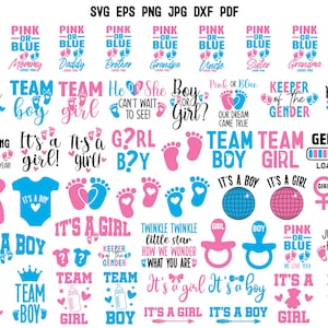Rosa o blu Svg Gender Reveal Svg Bambino Svg Bambina Svg Custode del sesso Svg Maglietta abbinata Svg Impronta del piede del bambino Svg Bambino o bambina