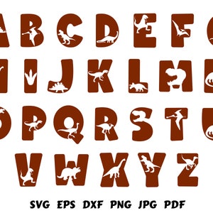 Alfabeto de dinosaurio Svg Letra de dinosaurio Svg Dinosaurio Svg Fuente de dinosaurio Svg Paquete de dinosaurios Svg Archivo de corte de dinosaurio Alfabeto Letras svg Svg
