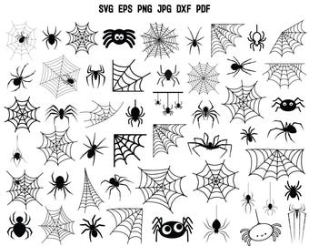 Spider SVG | Spider Web SVG | Halloween SVG | Cricut | Silhouette | Clipart | Commercial Use | Cut Files for Cricut | Cobweb Svg | Decal
