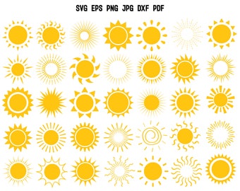 Sonne SVG | Sun Cut Datei | Sommer SVG | Sommer Schnittdatei | Strand geschnitten Datei | Sonne Clip Art | Vektor | Silhouette | Sublimationsdruck | Kommerzielle Nutzung PNG