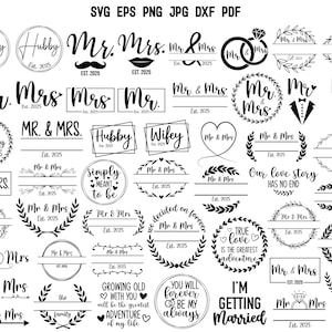 Mr and Mrs 2025 SVG | Hand Lettered Mr Mrs Svg | Split Monogram | Wedding Svg | Wedding Cut File Wedding Decor | Groom Bride Svg Design Png