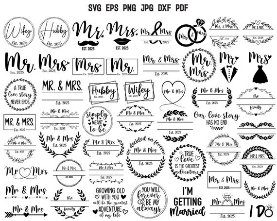 Mr and Mrs 2026 SVG | Hand Lettered Mr Mrs Svg | Split Monogram | Wedding Svg | Wedding Cut File Wedding Decor | Groom Bride Svg Design Png