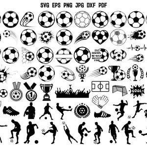 サッカーのシルエット | サッカー SVG | サッカーのカットファイル | スポーツ SVG | サッカー選手 SVG | サッカーボール SVG | サッカーのデザイン | Cricut | クリップアート シャツ