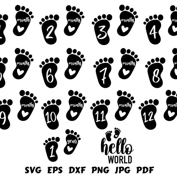 Baby Milestone SVG | Monthly Milestone SVG | Newborn SVG | Baby Svg | Baby Announcement Svg | Baby Foot Svg | Milestone Disc | Baby Girl Boy