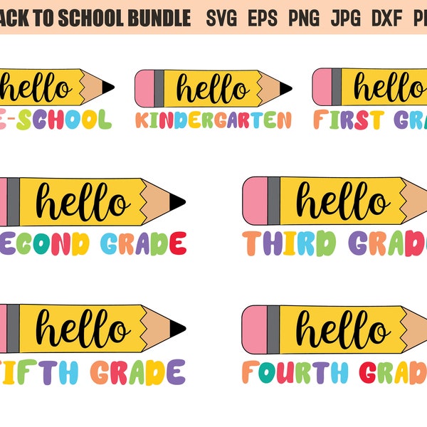 Back to school SVG PNG Clipart | School T shirt for Kids | School SVG | Teacher Svg | Hello School Svg | Crayon Svg | School Quote Cut File