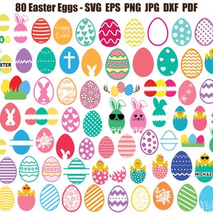 Easter Eggs SVG | Easter SVG | Eggs SVG | Easter Eggs Cricut | Easter Eggs Clip Art | Easter Eggs Cut File | Easter Split Monogram | Print