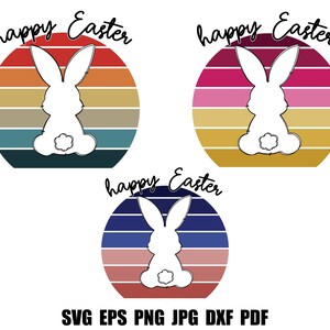 Retro Easter SVG | Happy Easter SVG | Retro SVG | Easter Bunny Svg | Easter Cut File | Easter Sublimation | Retro Sunset Svg Bunny Cut File