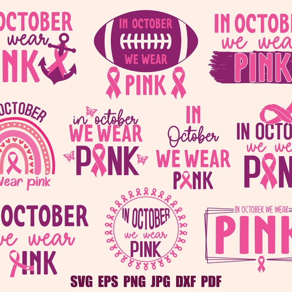 Cancer SVG PNG Clipart for Commercial Use Cancer Awareness Svg Breast Cancer SVG Cancer Survivor Svg In October we wear pink Svg T shirt Png