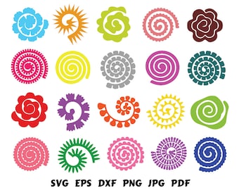 Flores enrolladas svg / Plantilla de flores / Flores de papel enrollado Flores svg / Flor Svg / Rosa Svg / Archivo de corte de flores enrolladas / Imágenes prediseñadas de flores