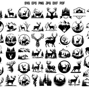 Deer in the forest SVG | Deer Silhouette | Deer SVG | Deer Cut File | Deer Head Svg | Forest Svg | Deer Design Svg | Commercial Use Design
