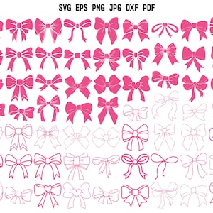 Pink Bow SVG | Coquette Hair Bow SVG | Bow SVG Bundle | Ribbon Svg | Hand drawn bow Svg | Bow Illustration | Girlie Bow Cricut | Vector Png