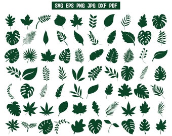 Leaves SVG | Paper Leaves SVG | Tropical Leaves SVG | Leaf Template Svg | Cricut | Clipart | Cut Files | Silhouette | Plant Svg | Wreath Svg