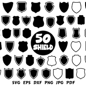 Bouclier SVG | Silhouette de bouclier | Bouclier Cricut | des cliparts de bouclier | Badge Svg | Fichier de coupe de bouclier | Conception de bouclier | Sublimation de bouclier | Vecteur