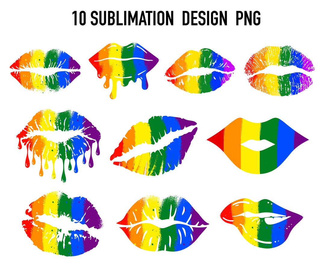 LGBT Lips Sublimation Design PNG Kiss Sublimation Lips Sublimation Gay ...