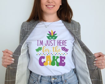 Mardi Gras Svg I'm just here for the cake Svg Retro Mardi Gras Svg Fat Tuesday Svg Fleur de lis Svg New Orleans Svg Mardi Gras Cut File PNG