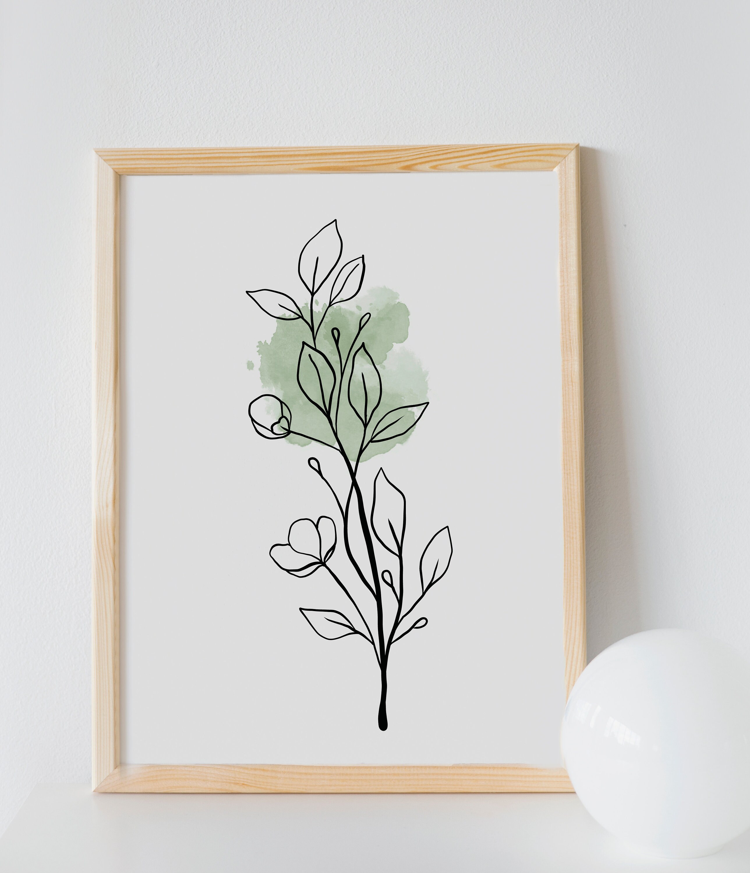 Flower Line Art Prints Flower Wall Art Botanical Prints Boho Floral ...
