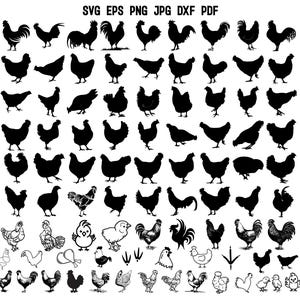 Chicken SVG | Chicken Silhouette | Rooster SVG | Animal Svg | Farm Svg | Farm Animals Svg | Farmhouse Svg | Chicken Cricut | Clipart Design