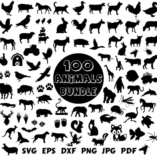 Animal Svg Bundle Animal Svg Animal Silhouette Animal Cut File Forest Animal Farm Animal Svg Wild Svg Dog Cat Pig Horse Svg Animal Printable