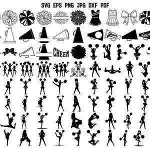 Cheer Silhouette | Cheer SVG | Cheerleader Svg | Cheerleading Svg | Cheer Cut File | Cheer Cricut | Cheer Pom Svg | Cheer Megaphone Design