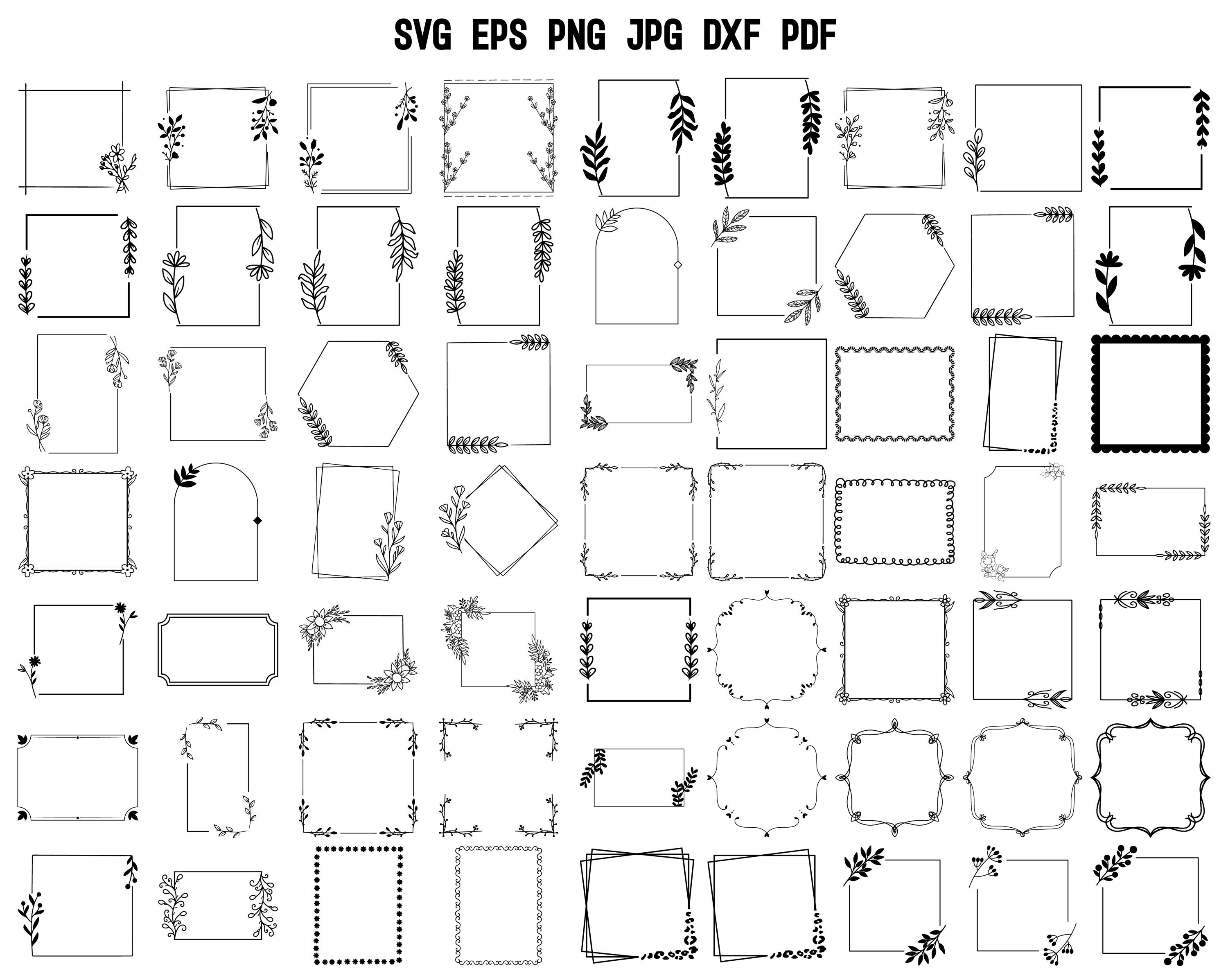 Square SVG Bundle | Floral Square SVG | Floral Frame SVG | Frame Cut ...