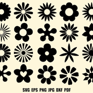 Retro Flower SVG PNG Clipart for Commercial Use | Daisy SVG | Flower Svg | Retro Svg | Groovy Svg | Boho Hippie Svg | Retro Summer Clip Art