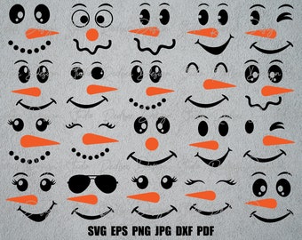Snowman Faces Svg Snowman Svg Christmas Svg Winter Svg Snowman Cut File Snowman Cricut Snowman Clipart Snowman Vector Printable Sublimation