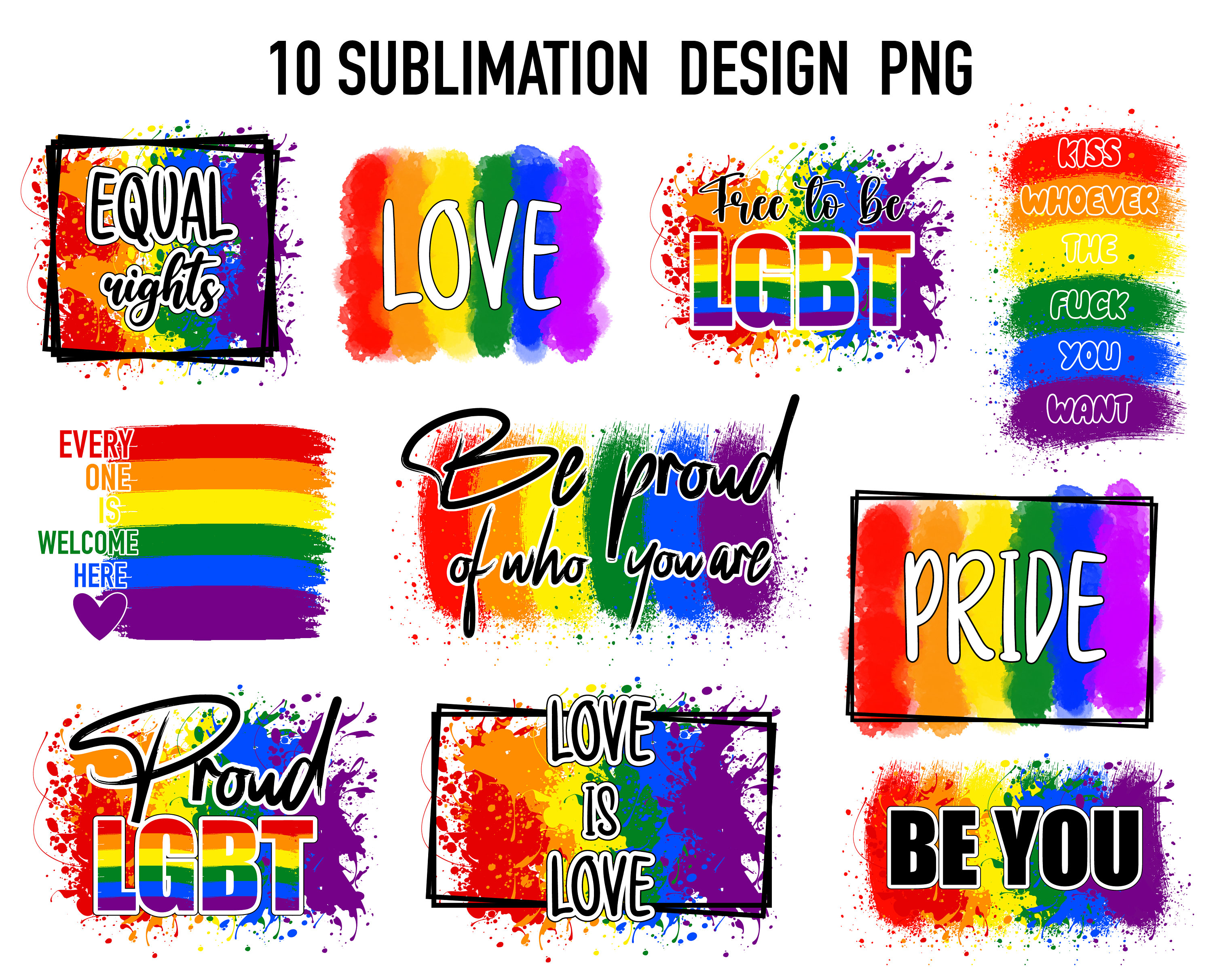 LGBT Gay Pride Sublimation Design Bundle Gay Sublimation Gay Shirt Png ...