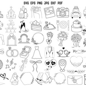 Wedding SVG | Hand drawn wedding icons SVG | Wedding timeline Svg | Wedding Cricut | Wedding Decor Design | Line Art Wedding Icons | Vector